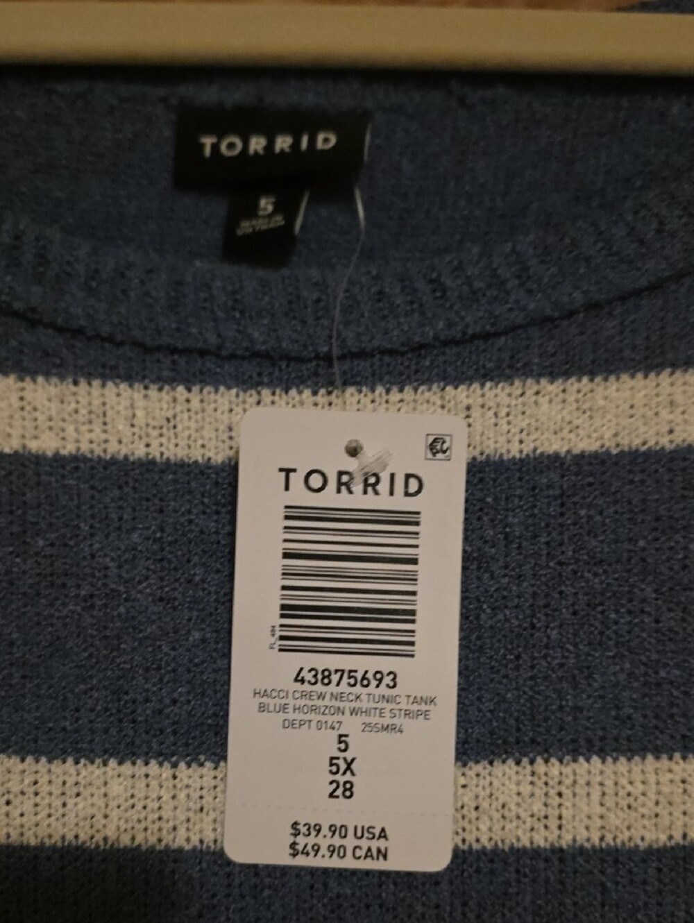 Torrid Navy and White Striped Sleeveless Sweater Tank - Picture 2 of 4